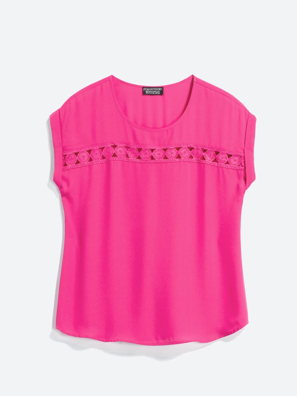 Papermoon Hot Pink Crochet-Trim Cap Sleeve Blouse